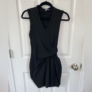 Black Sleeveless V-Neck Wrap Mini Dress